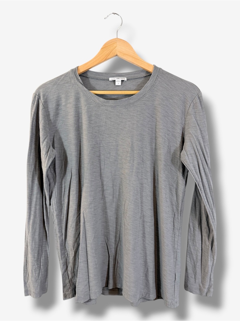 Standard James Perse Gray Long Sleeve Crewneck Top Size 1 Cotton Modal